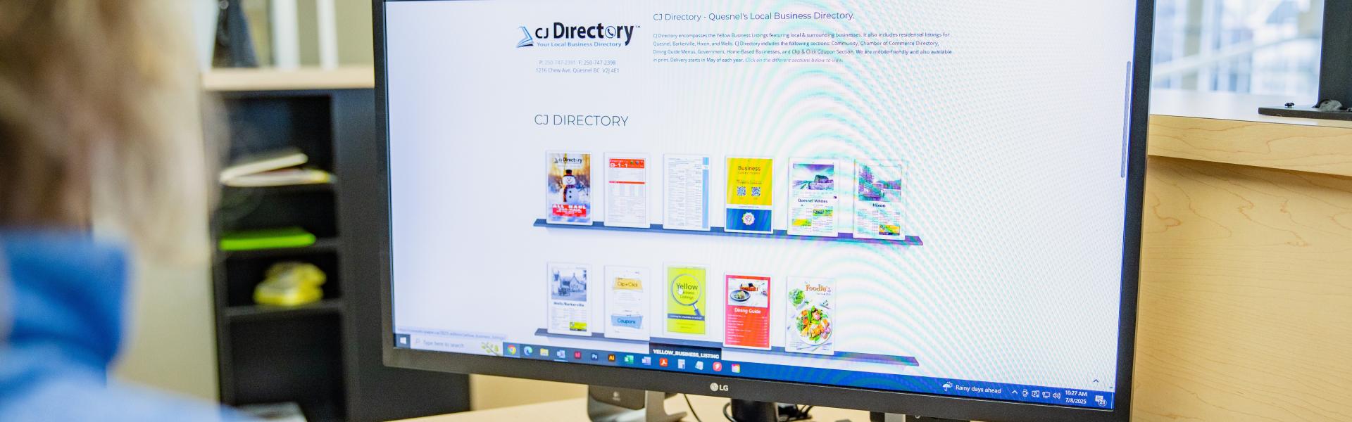 Computer monitor displaying CJ Directory web services